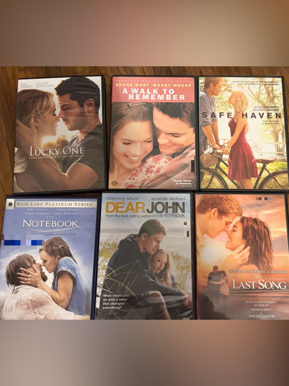 Collection of 6 Nicholas Sparks movie DVDs